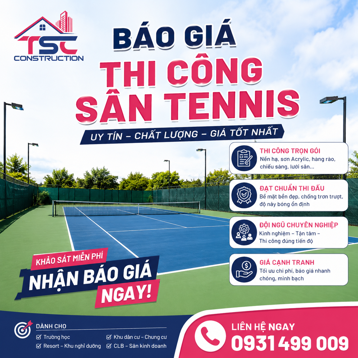 bao gia thi công sân tennis