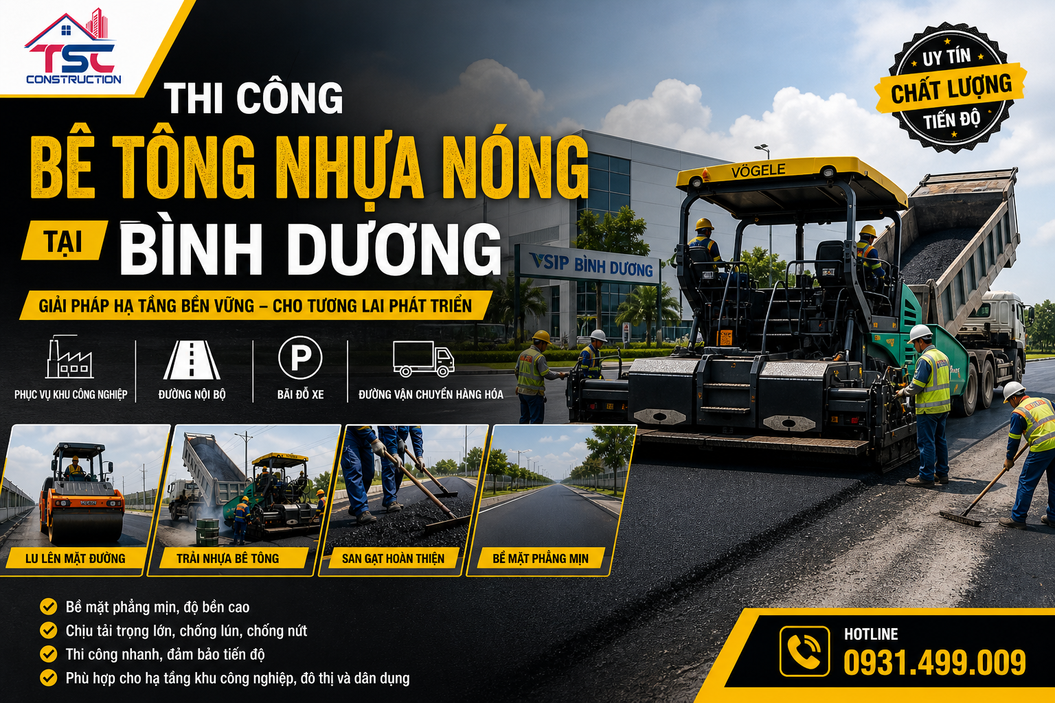 Thi công bê tông nhựa nóng tại Bình Dương: Uy Tín – Bền Đẹp – Giá Cạnh Tranh