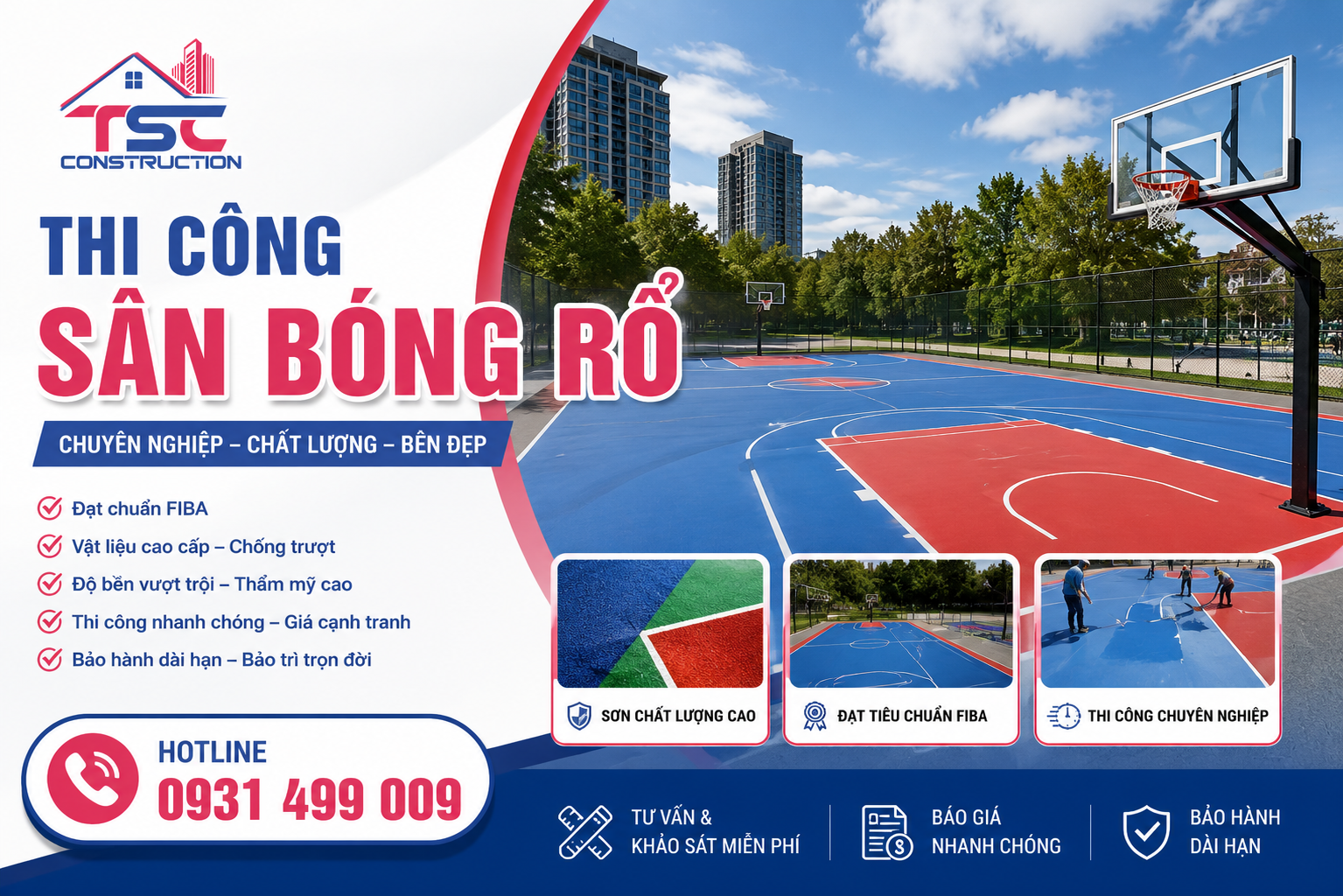 thi công sân bóng rổ chuyên nghiệp